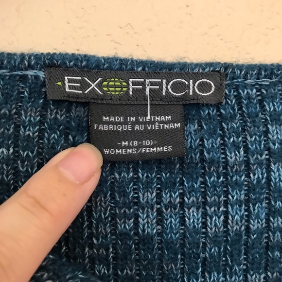 EUC Exofficio blue sweater with button neckline wool blend. - Picture 5 of 10